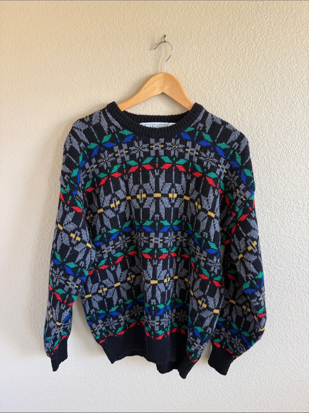 Men's Terribly Sorry Black Patterned Wool Multicolor Sweater